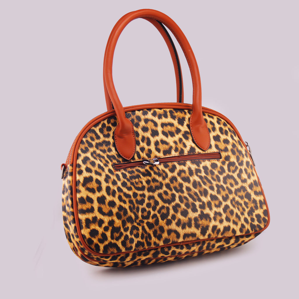 Borsa con stampa leopardata modello a bauletto