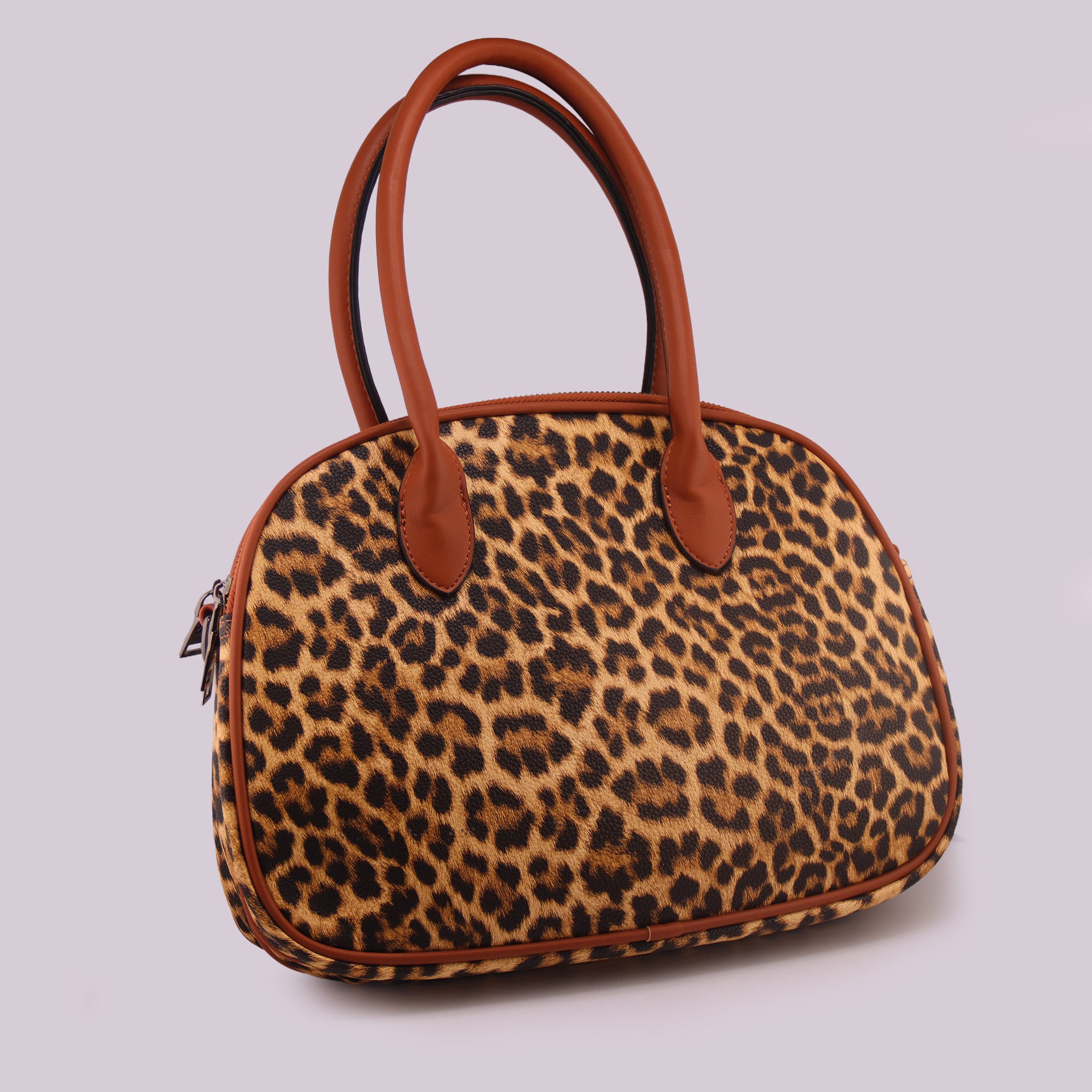 Borsa con stampa leopardata modello a bauletto