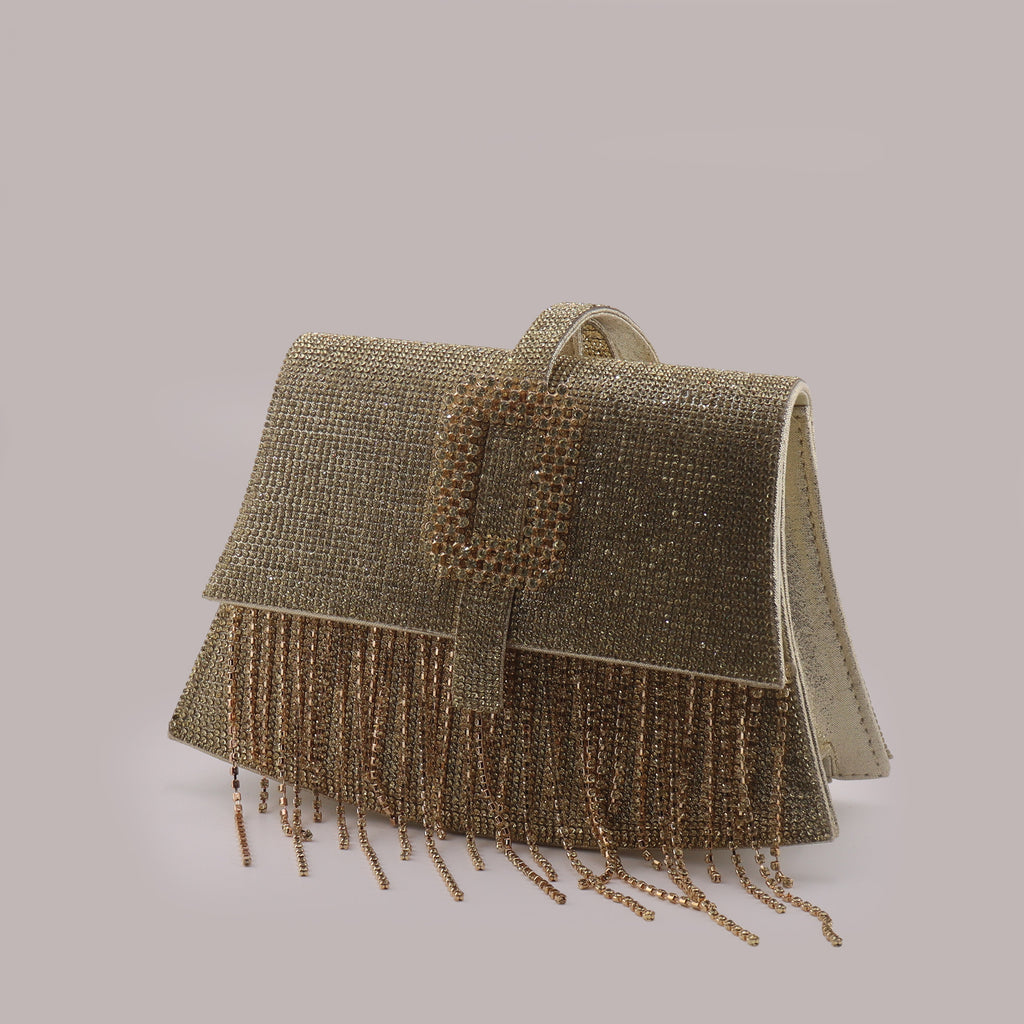 Borsa donna pochette da sera dorata