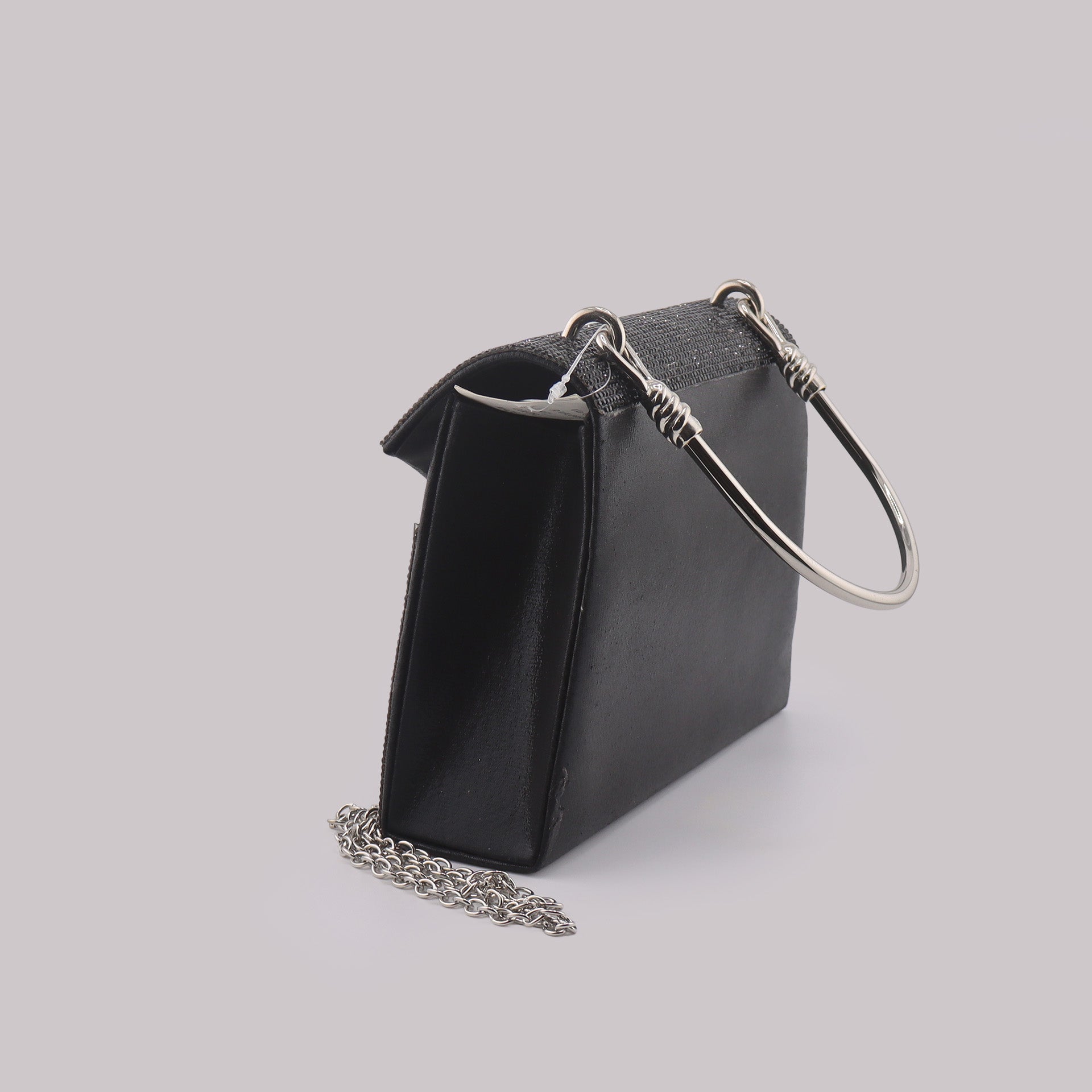 Borsa donna pochette da sera nera con strass