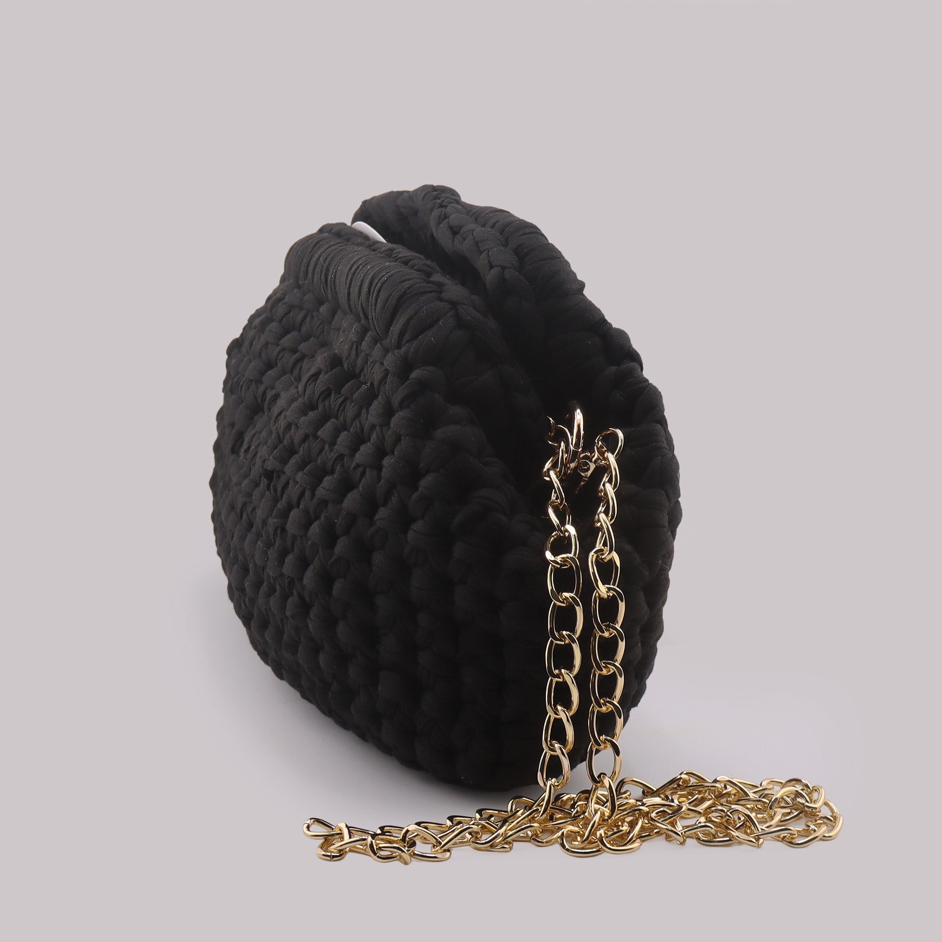 Borsa donna nero clutch a mano realizzata all'uncinetto