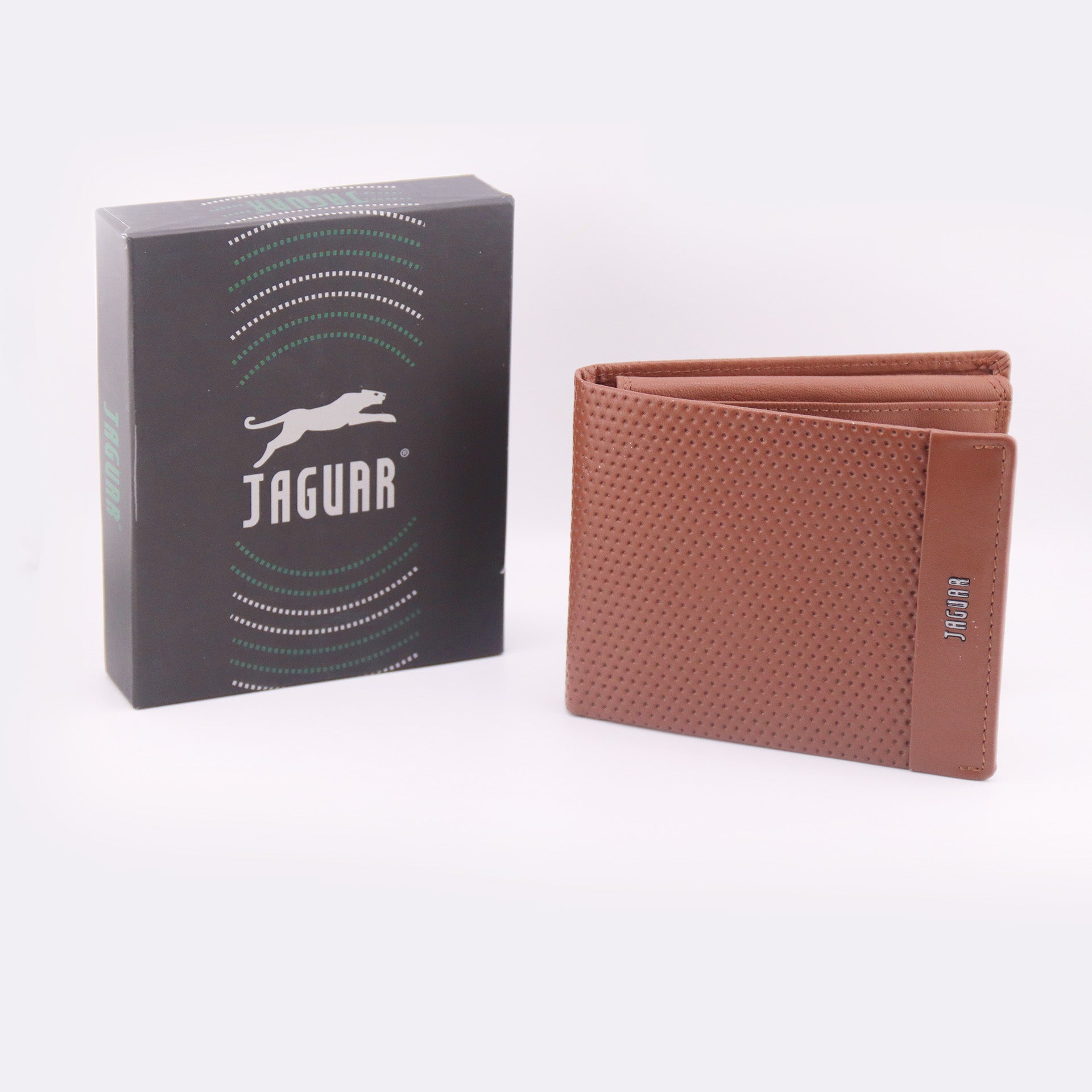 Portafoglio da uomo bifold marrone cognac della Jaguar