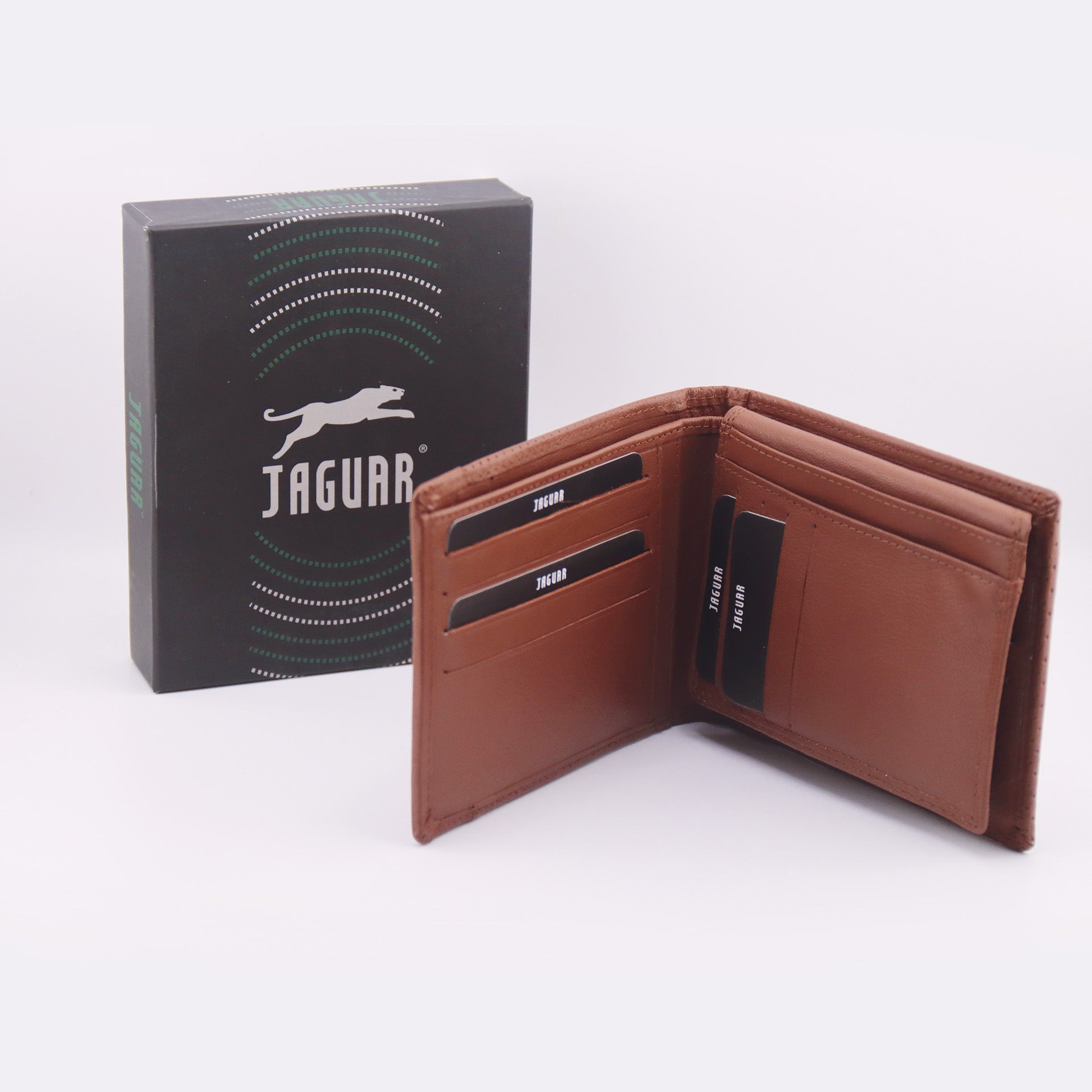 Portafoglio da uomo bifold marrone cognac della Jaguar