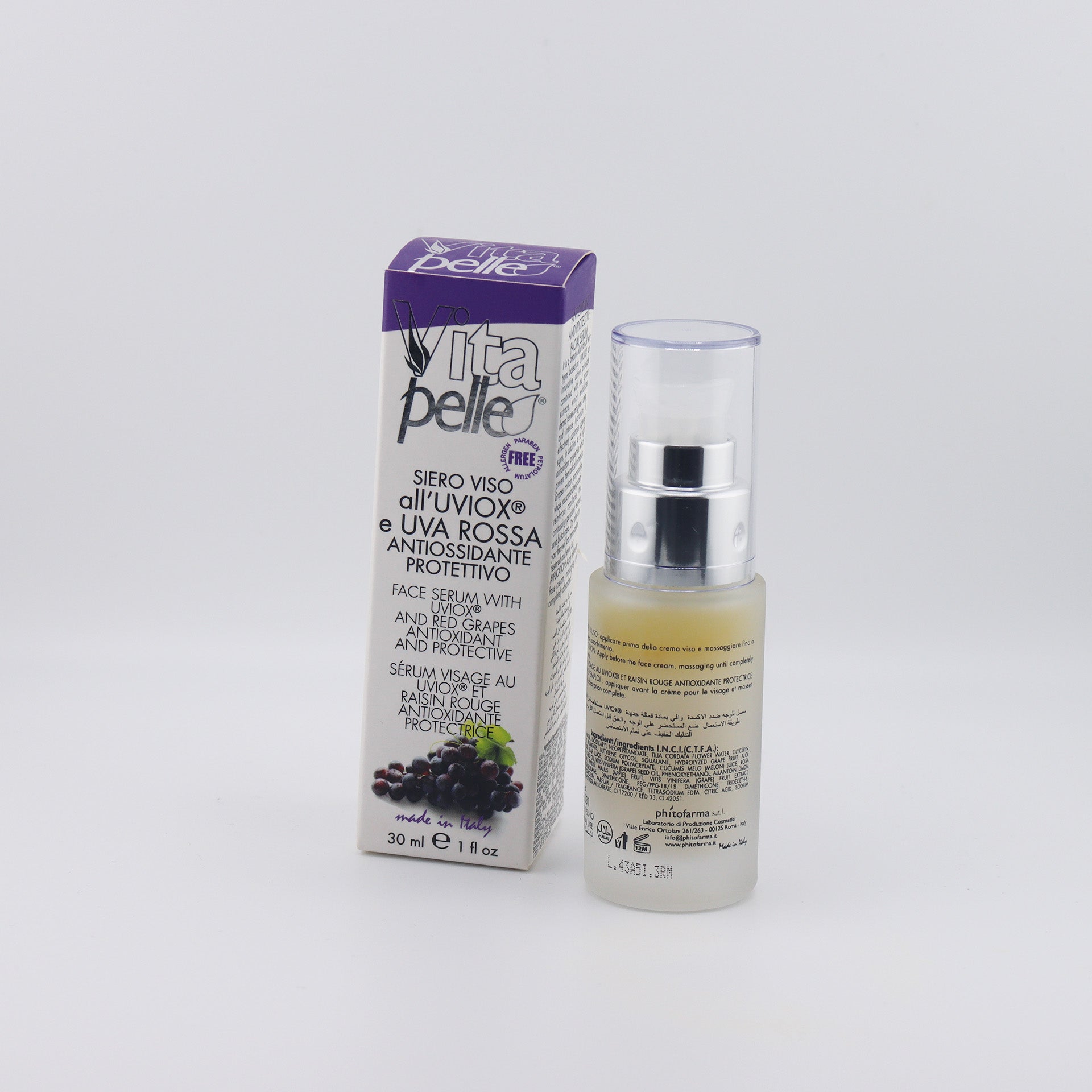 Siero Viso all'UVIOX® e Uva Rossa di Vitapelle
