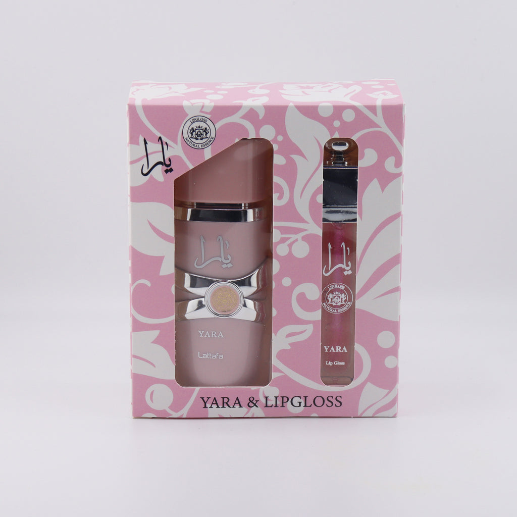 Eau de Parfum Yara (Pink) di Lattafa Perfumes, + lipgloss