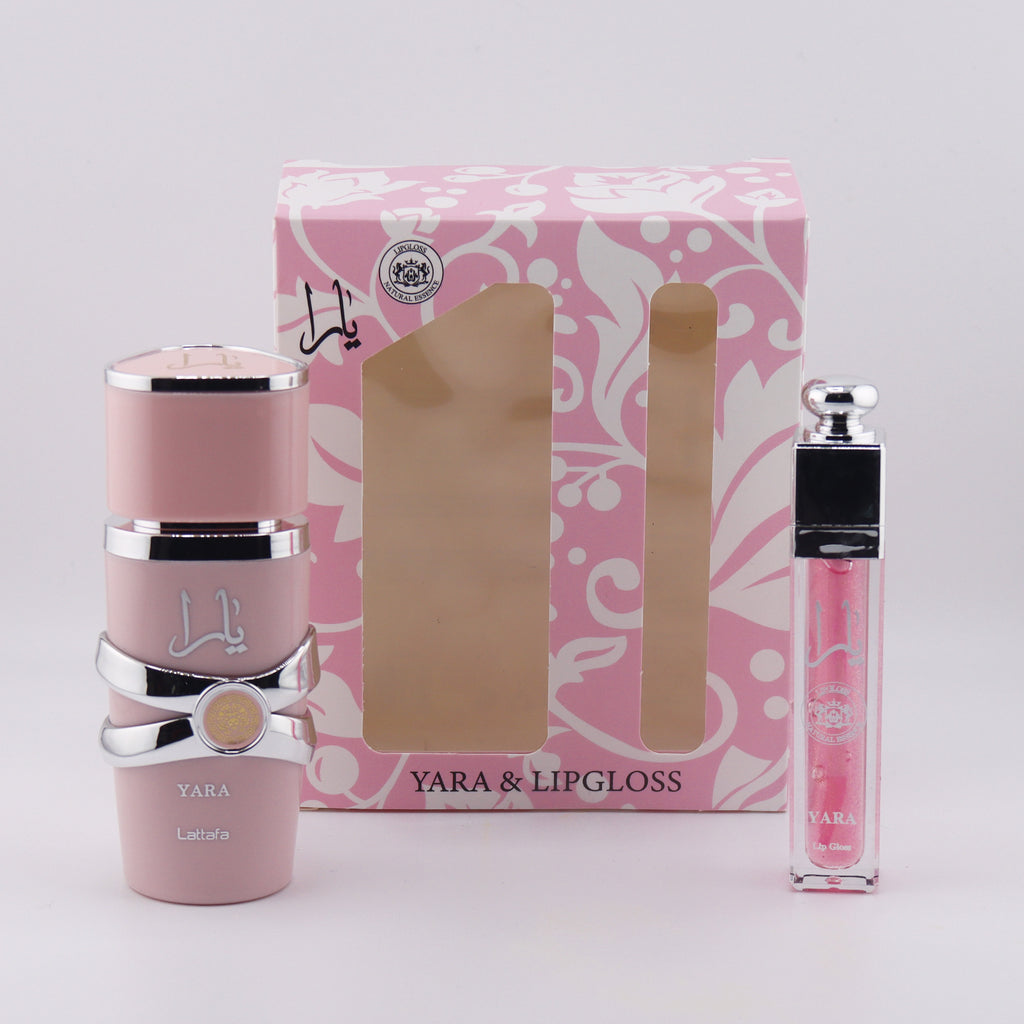 Eau de Parfum Yara (Pink) di Lattafa Perfumes, + lipgloss